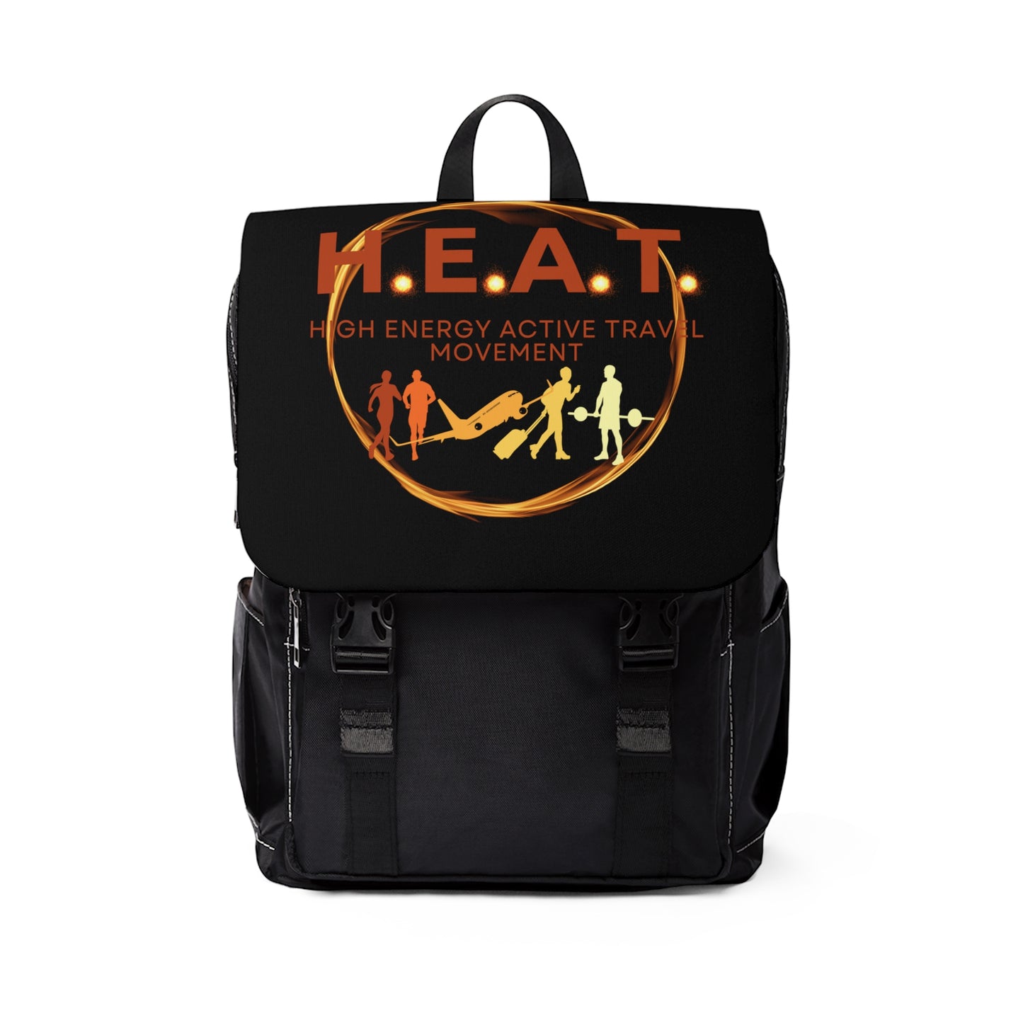 H.E.A.T. Branded Unisex Casual Shoulder Backpack - Black